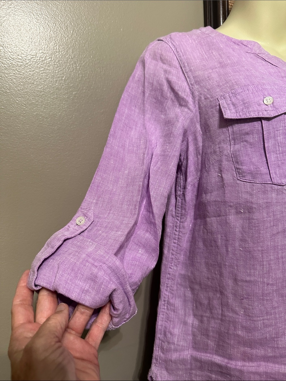 Talbots Lavender Tunic Linen Shirt small - Picture 2 of 5